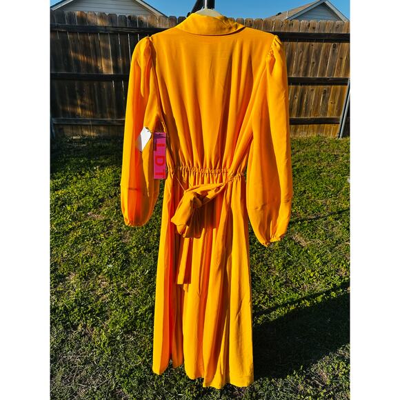LDT Yellow Button Down Maxi Dress Size 2 - Picture 2 of 5